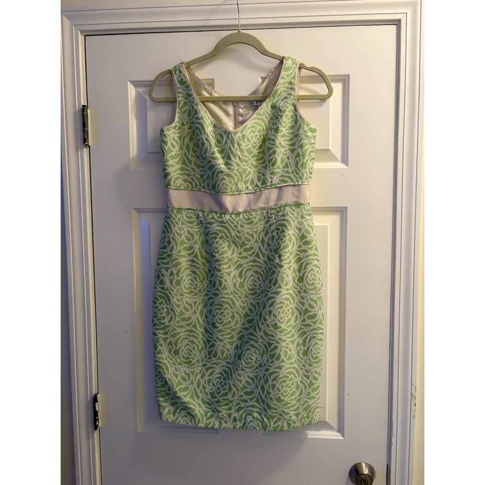 Women's Maggy London Green & Beige Floral Sheath Dress Size 6